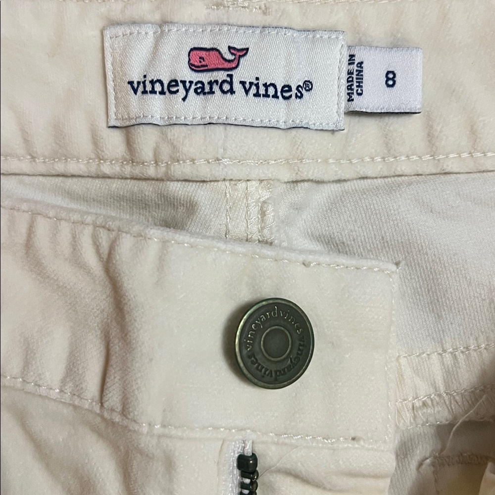Vineyard Vines Cream Velvet Skinny Pants Size 8 | Old Money Preppy Coastal Luxe - Picture 4 of 12